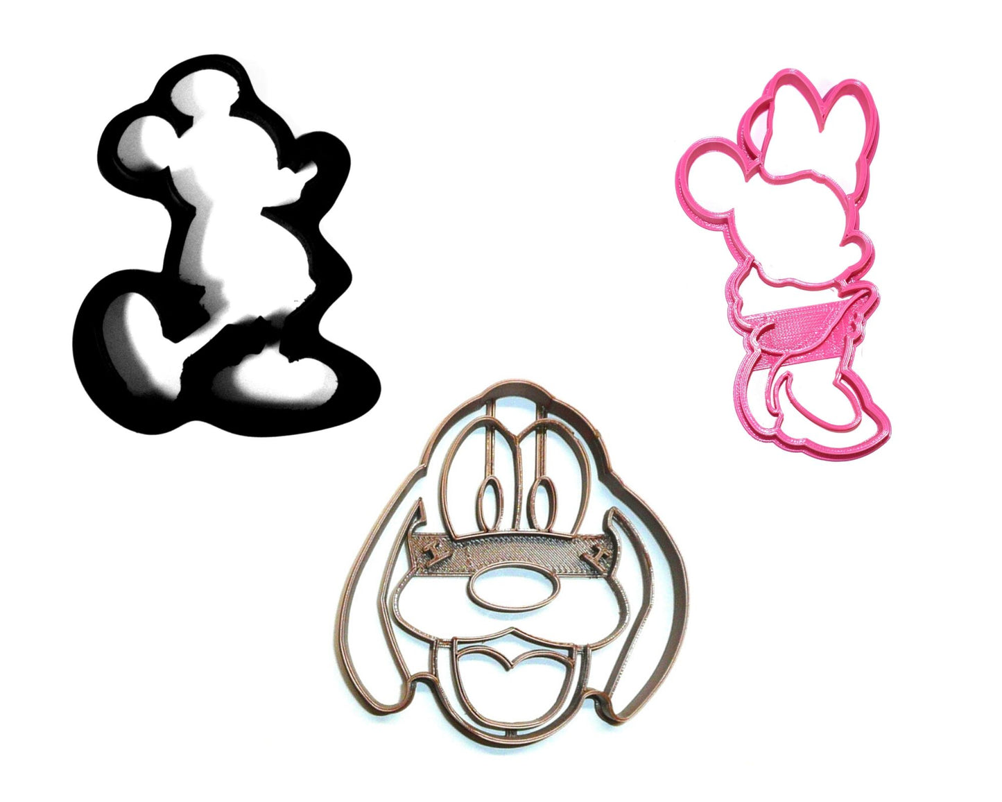 Mickey And Minnie Mouse With Pluto The Pup Set Of 3 Cookie Cutters USA PR1413
