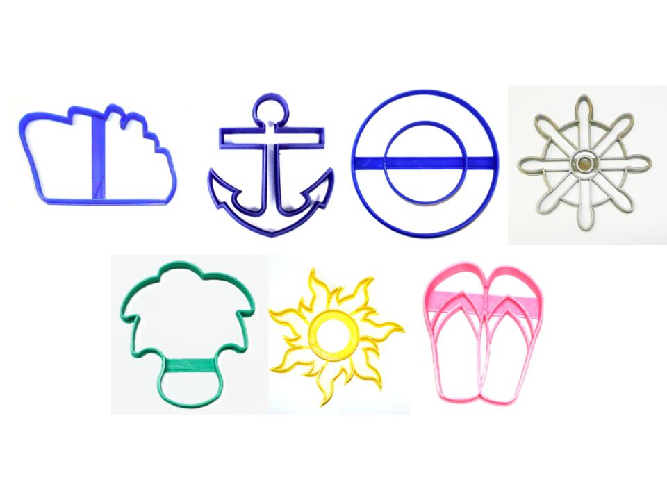 Tropical Cruise Ship Warm Weather Set of 7 Cookie Cutters USA PR1509