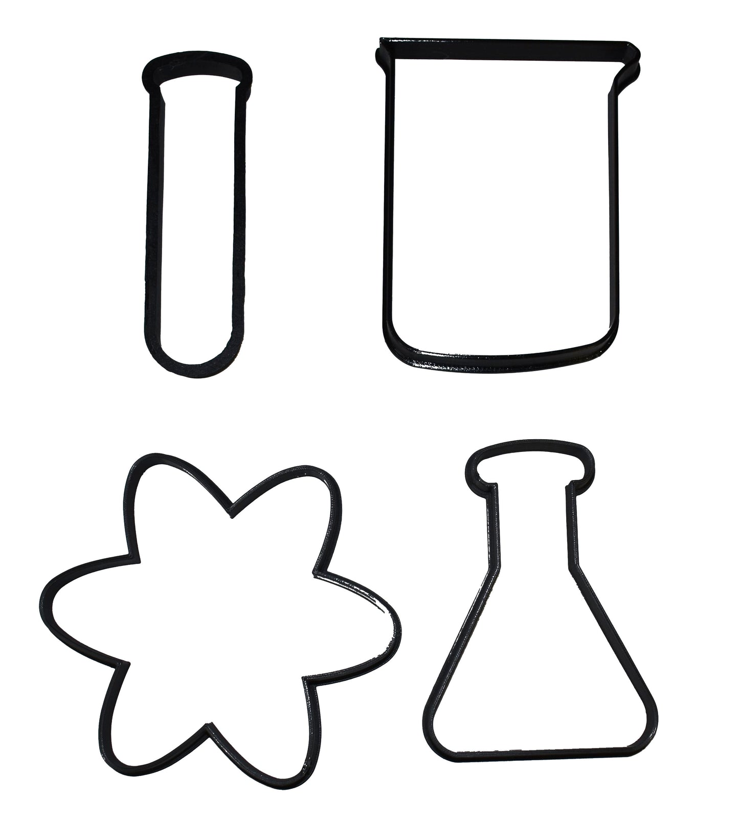 Chemistry Lab Equipment Set of 4 Beaker Flask Vial Atom Cookie Cutter USA PR721