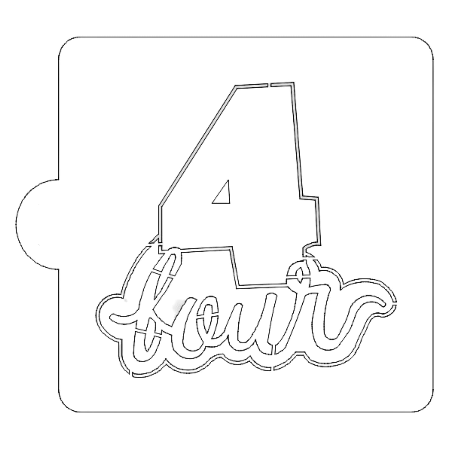 Number 4 Word Detailed Stencil for Cookies or Cakes USA Made LS2405