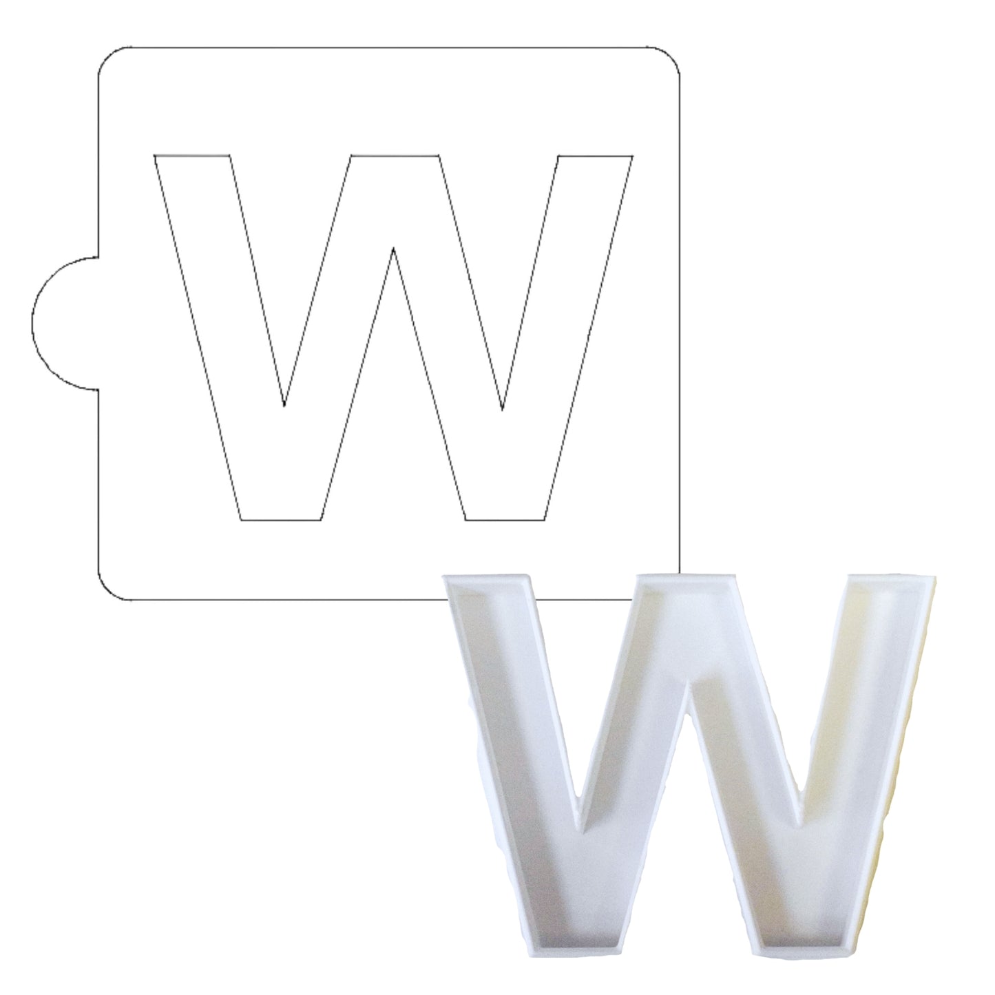 W Letter Alphabet Stencil And Cookie Cutter Set USA Made LSC107W