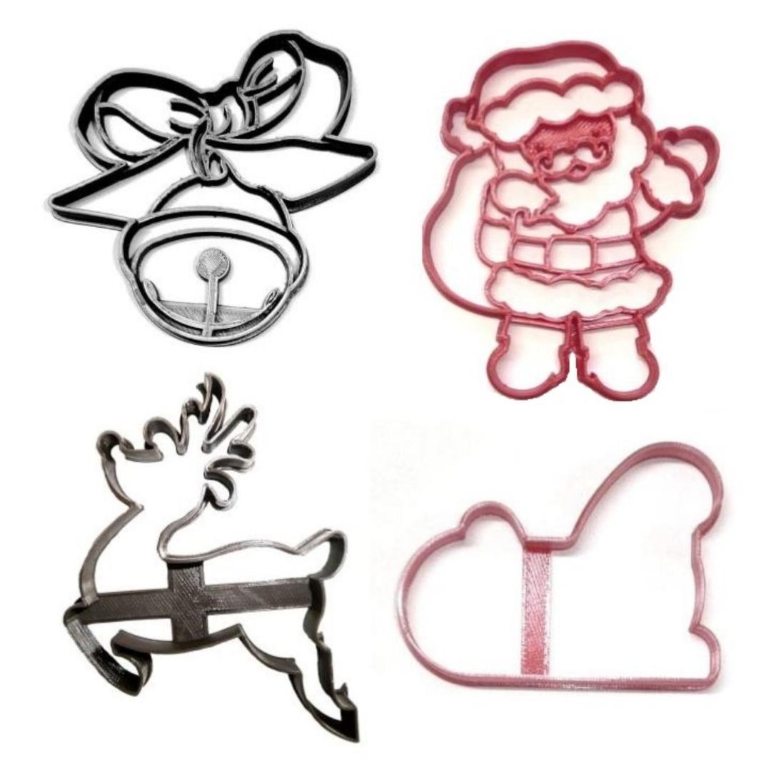 Santa Claus and His Sleigh Reindeer Set Of 4 Cookie Cutters PR1625