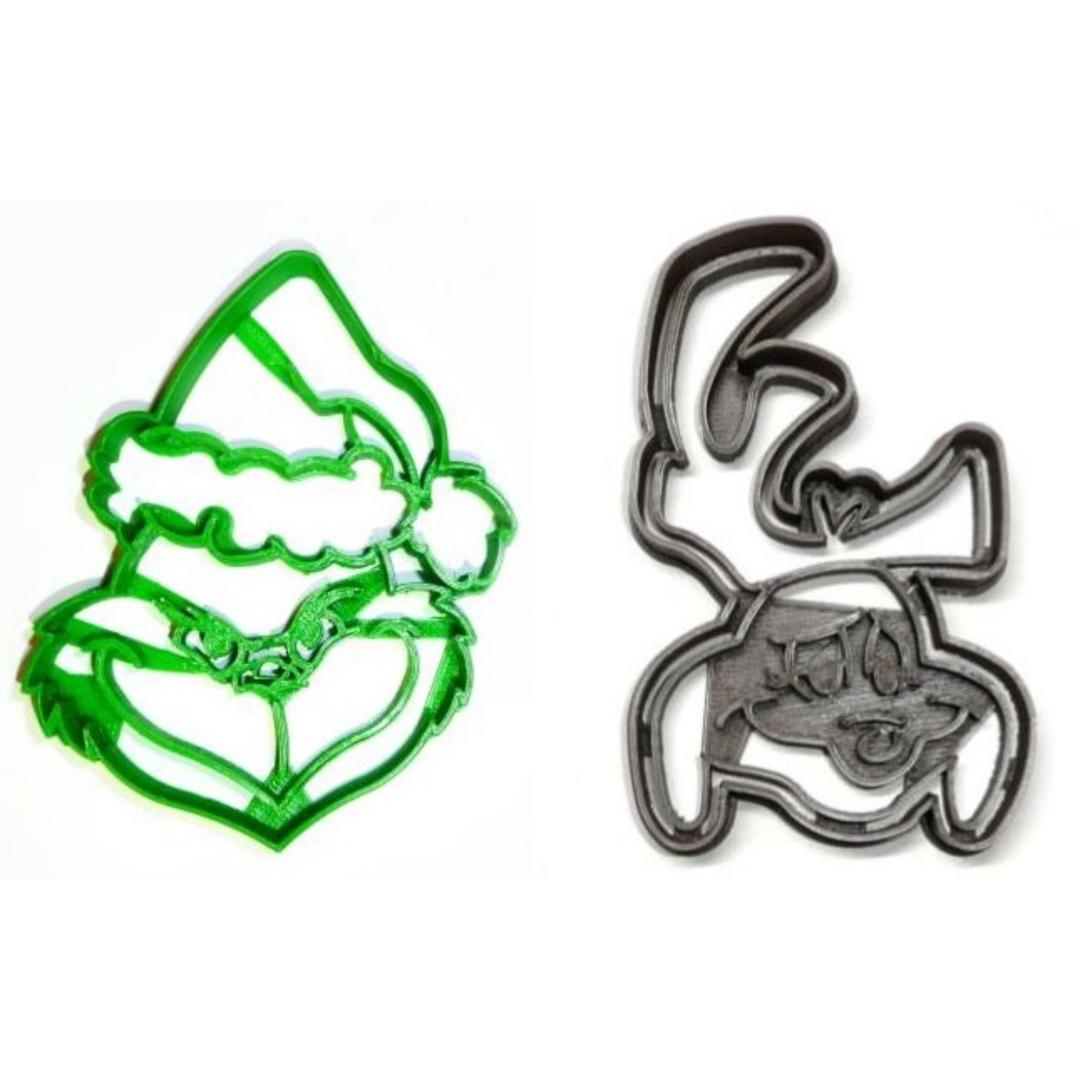 Grinch and Max Faces Christmas Movie Set Of 2 Cookie Cutters PR1626