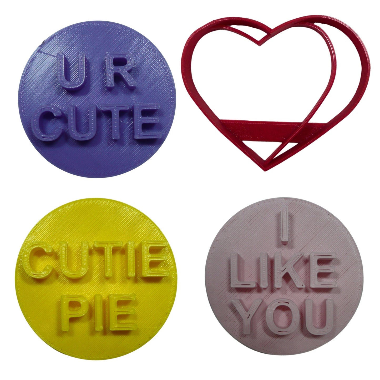 Flirt Candy Hearts Set Of 4 Cookie Cutters Made In USA PR9018