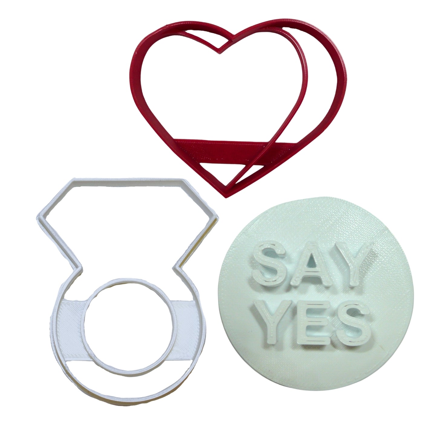 Say Yes Engagement Candy Hearts Set Of 3 Cookie Cutters Made In USA PR9022