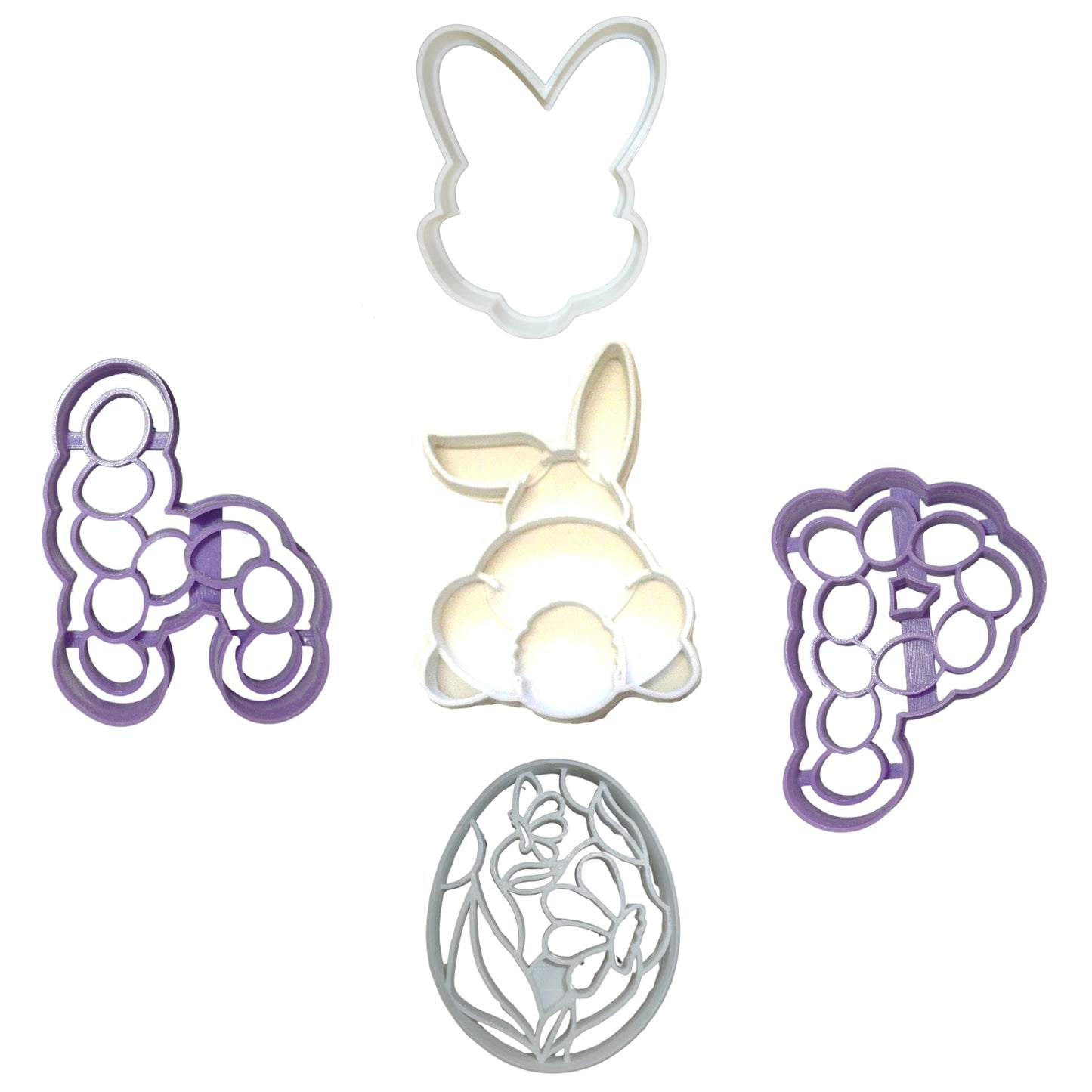 Hop Easter Egg Or Bunny Butt Or Face Set Of 5 Cookie Cutters Made In USA PR9027