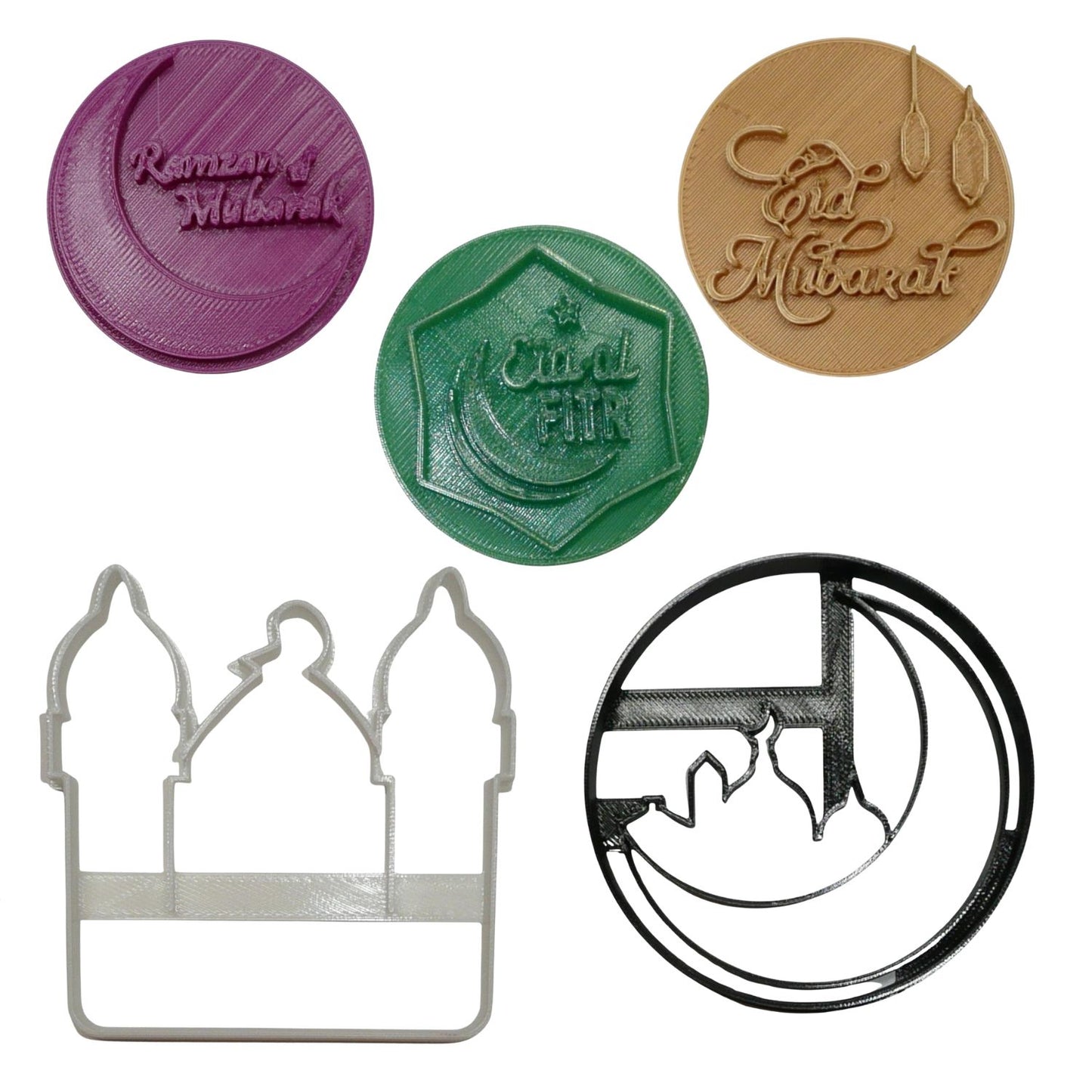 Ramadan And Eid-al Fitr Set Of 5 Cookie Stamps And Cutters Made In USA PR9038