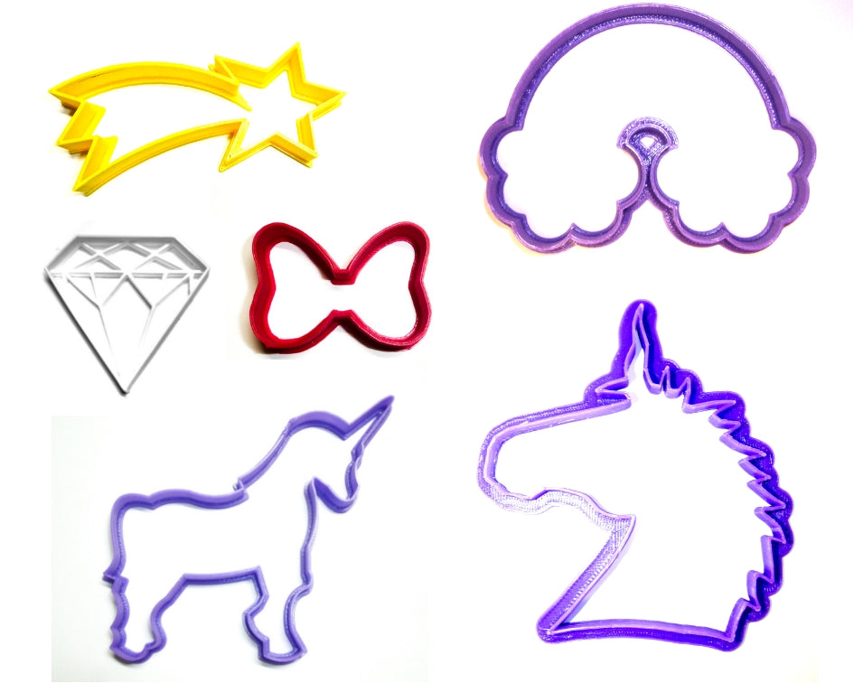 Unicorn Magic Rainbow Diamond Shooting Star Set Of 6 Cookie Cutters USA PR1086