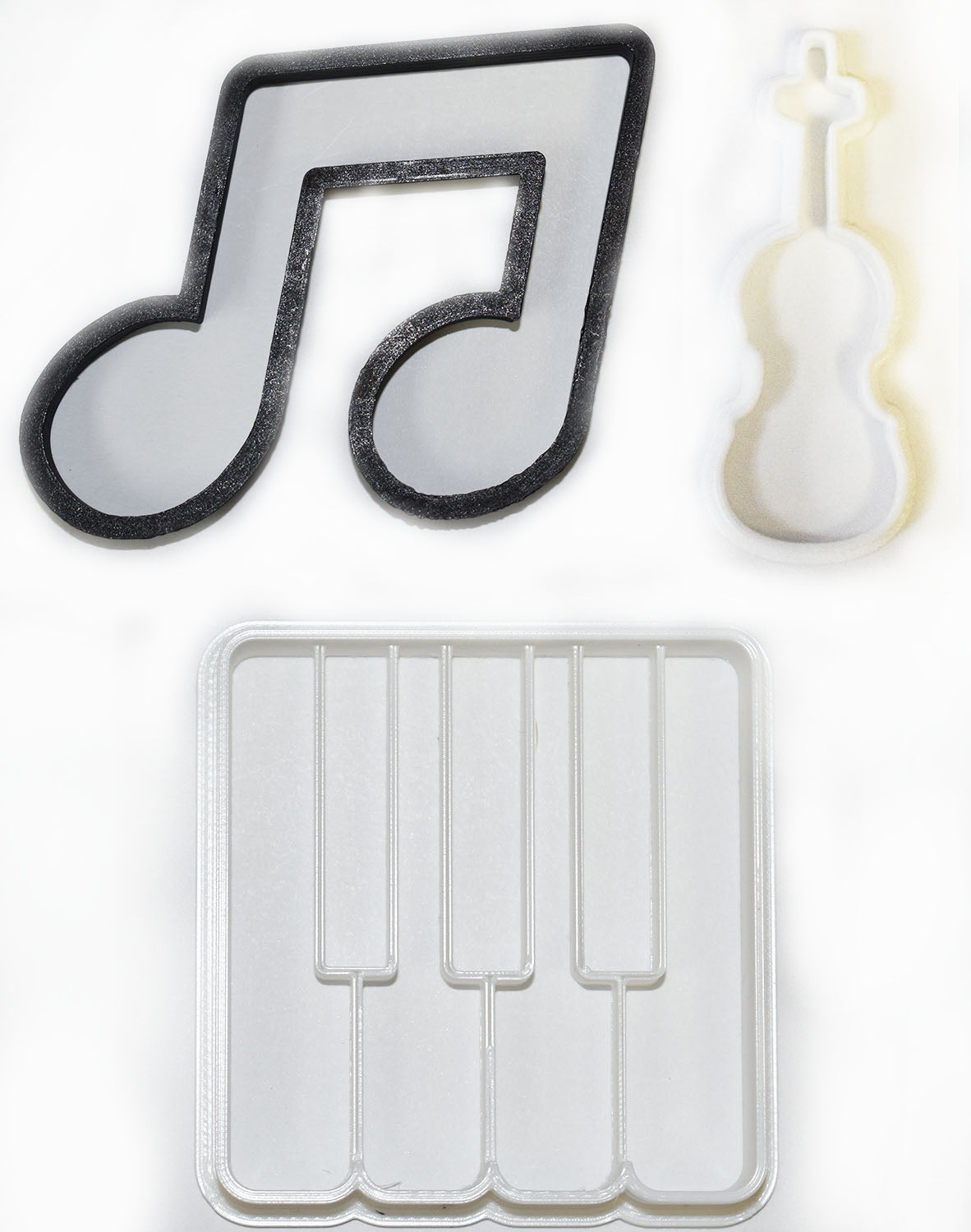 Classical Music Piano Keys Violin Eighth Note Set Of 3 Cookie Cutters USA PR1010