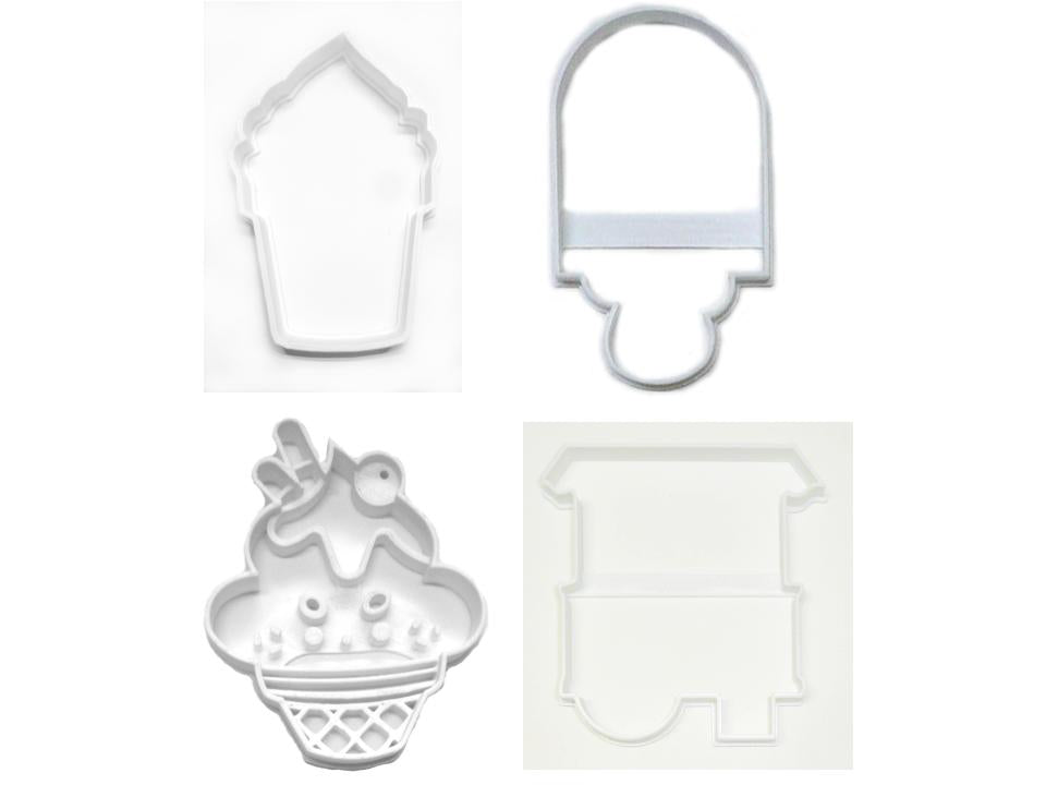 Ice Cream Dessert Treat Sundae Truck Set of 4 Cookie Cutters USA PR1481