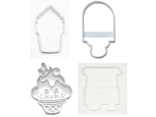 Ice Cream Dessert Treat Sundae Truck Set of 4 Cookie Cutters USA PR1481