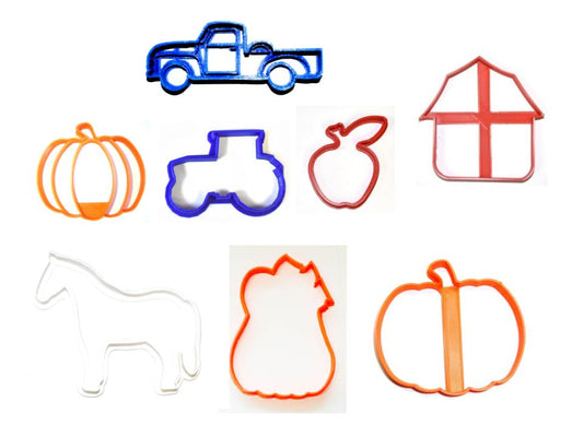 Fall Farm Pumpkin Patch Country Barn Scene Set Of 8 Cookie Cutters USA PR1525