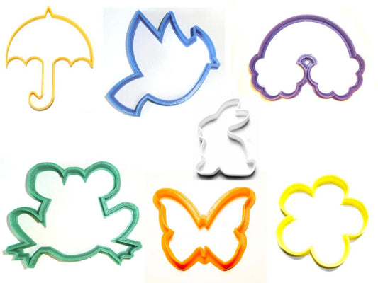 Spring Showers Umbrella Rainbow Frog New Life Set Of 7 Cookie Cutters USA PR1329