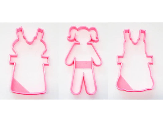 Paper Doll With Tab Girl Dress Set of 3 Cookie Cutters USA PR1505
