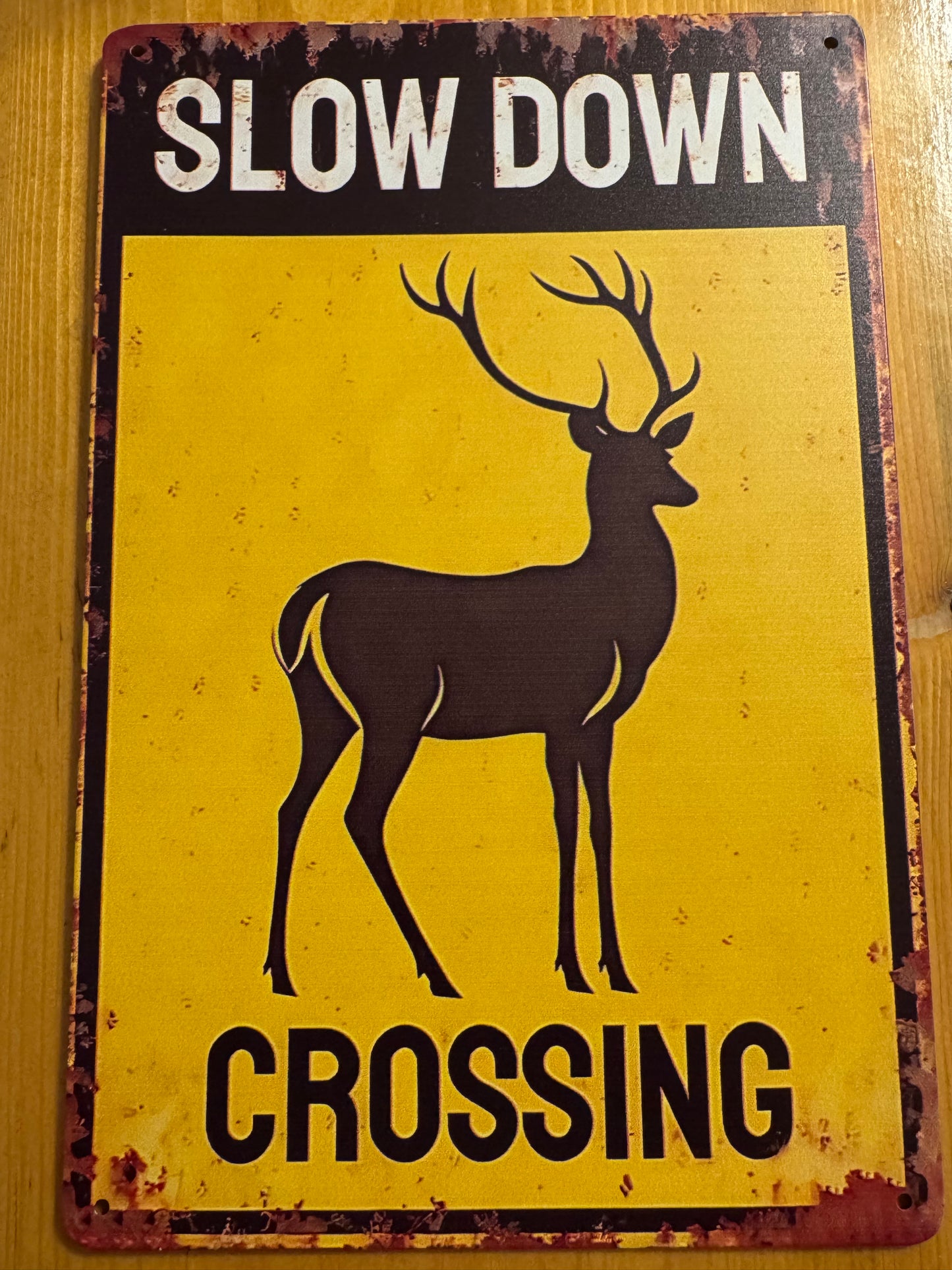 Slow Down Deer Crossing 8x12 Inch Metal Sign
