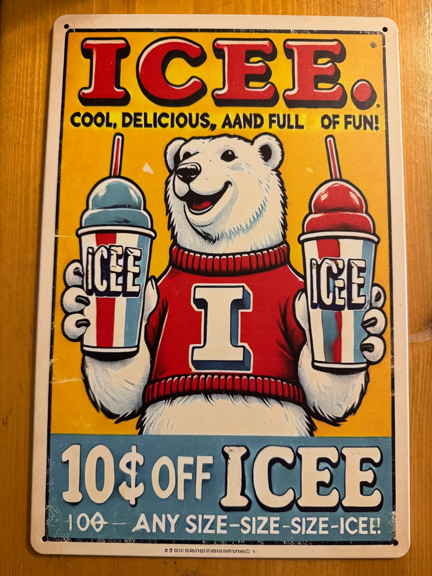 Icee Metal Sign 8x12 Inches
