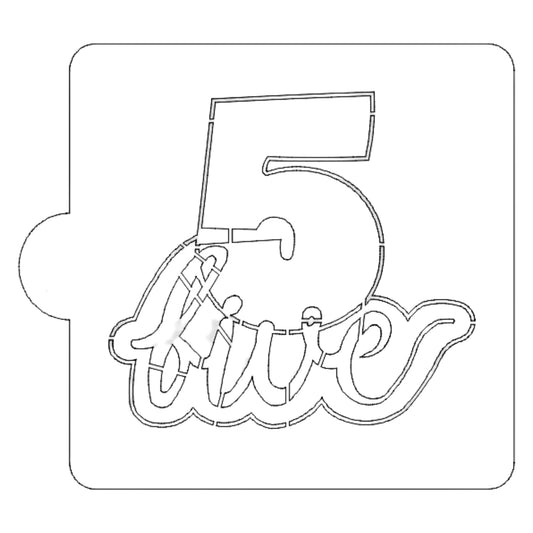 Number 5 Word Detailed Stencil for Cookies or Cakes USA Made LS2406