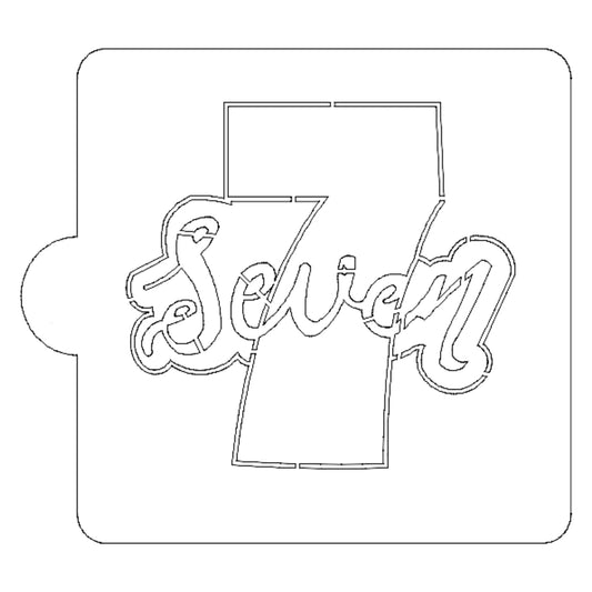 Number 7 Word Detailed Stencil for Cookies or Cakes USA Made LS2408