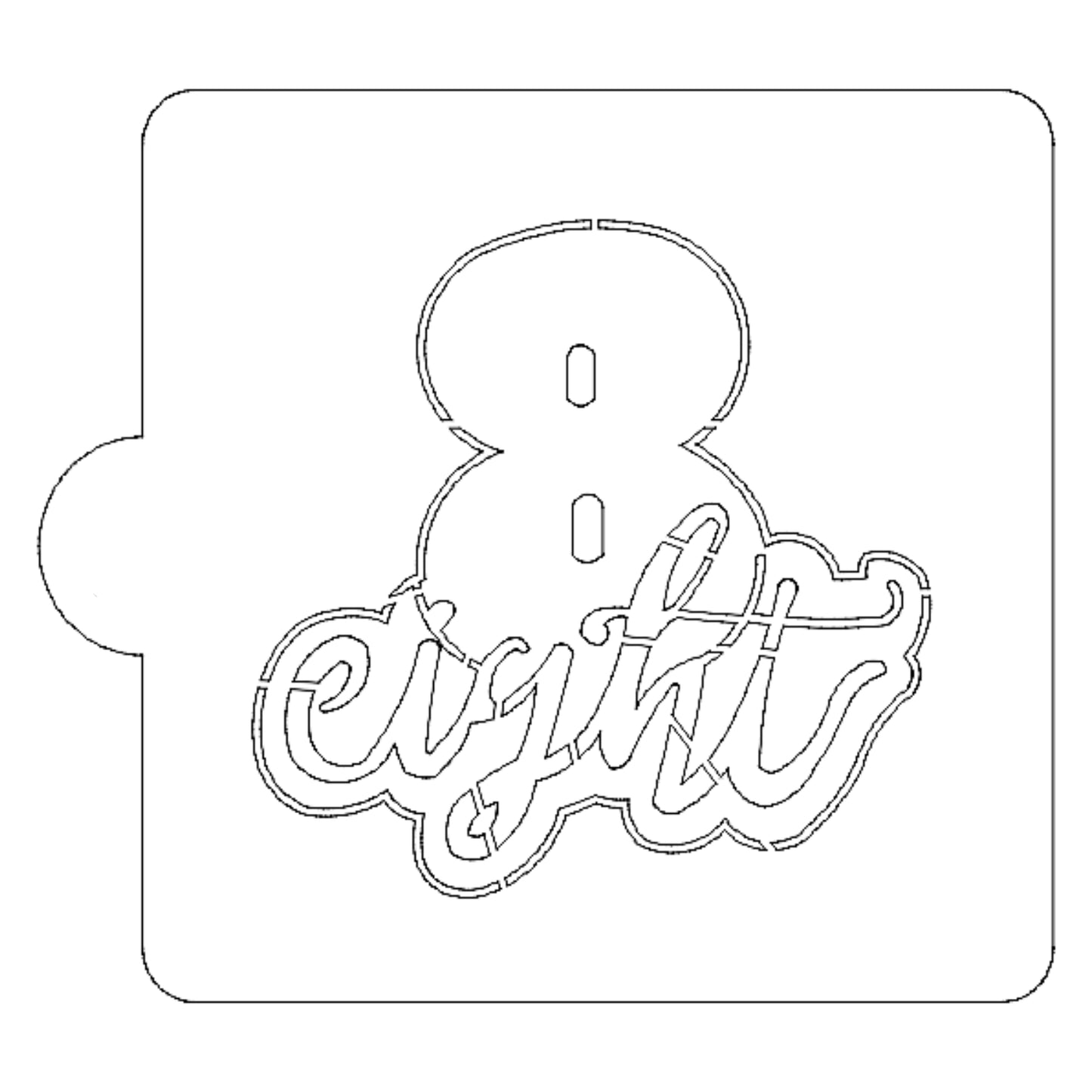 Number 8 Word Detailed Stencil for Cookies or Cakes USA Made LS2409
