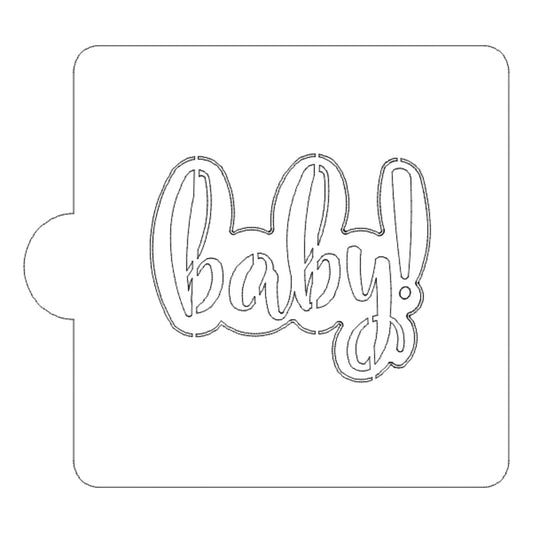 Baby Cursive Word Shower Stencil for Cookies or Cakes USA Made LS2523