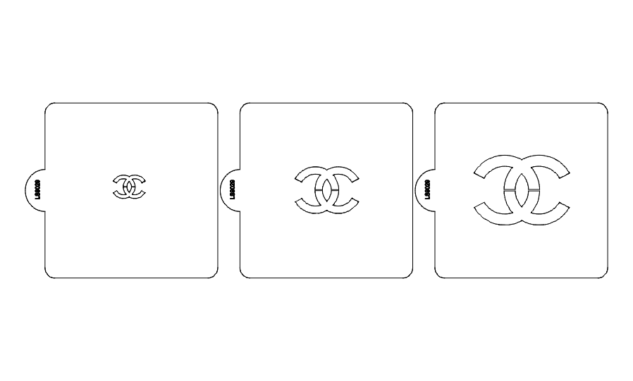 Chanel Symbols Set of 3 Stencils for Cookies or Cakes USA Made LS9029