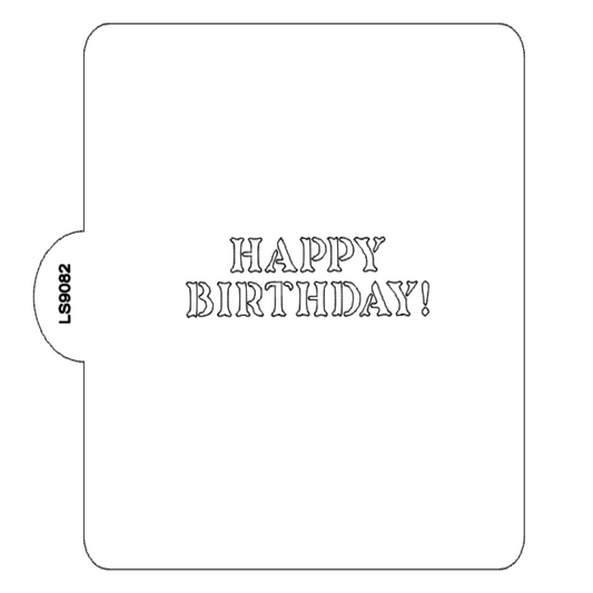 Happy Birthday Block Font Stencil for Cookies or Cakes USA Made LS9082