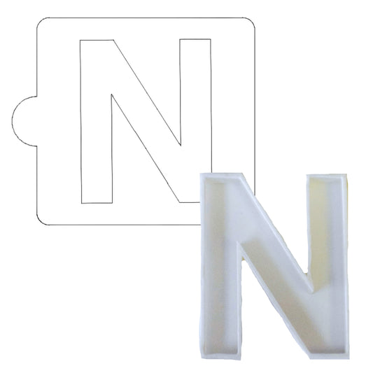 N Letter Alphabet Stencil And Cookie Cutter Set USA Made LSC107N