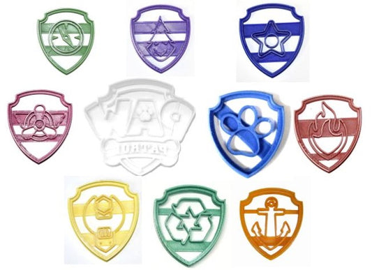 Paw Patrol Logo Badges Shields Tags Set Of 10 Cookie Cutters USA PR1048