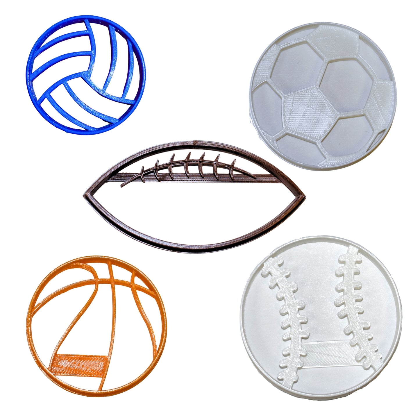 Balls Team Sports Football Basketball Soccer Set Of 5 Cookie Cutters USA PR1079