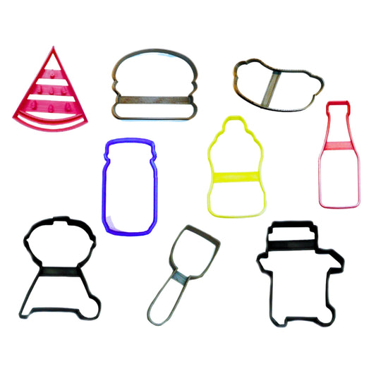 BBQ Grill Summer Picnic Camping Reunion Set Of 9 Cookie Cutters USA PR1351