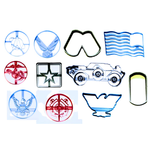 US Armed Forces Military Branch LG Set of 11 Cookie Cutters USA PR1523
