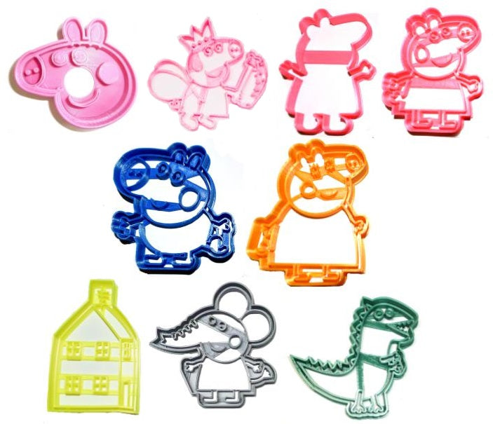 Peppa Pig Family and Friends Kids Cartoon Set Of 9 Cookie Cutters USA PR1550