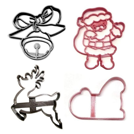 Santa Claus and His Sleigh Reindeer Set Of 4 Cookie Cutters PR1625