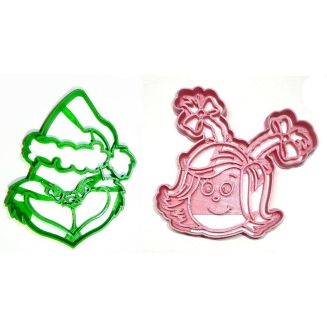 Grinch and Cindy Lou Who Faces Christmas Movie Set Of 2 Cookie Cutters PR1627