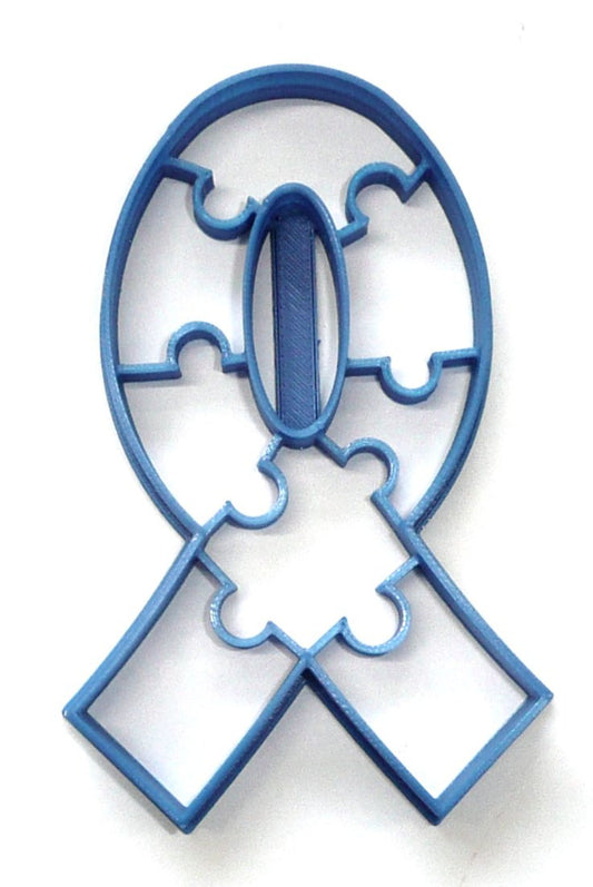 Autism Awareness Ribbon Shape with Puzzles Cookie Cutter USA PR4412