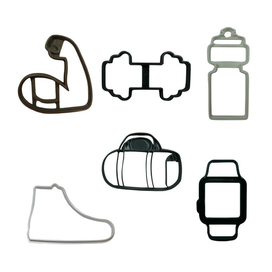 New Year Resolution Workout Fitness Set Of 6 Cookie Cutters Made In USA PR9004