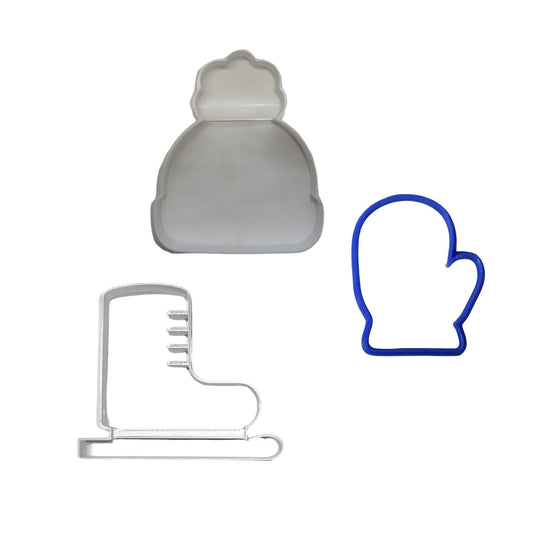 Ice Skating Skate Mitten Beanie Set Of 3 Cookie Cutters Made In USA PR9007