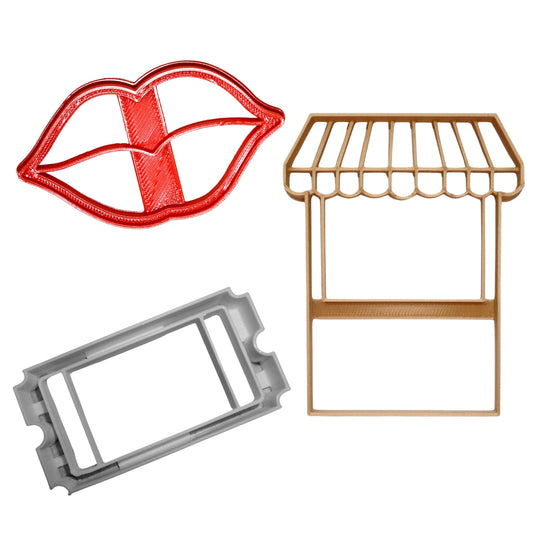 Kissing Booth Valentine Set Of 3 Cookie Cutters Made In USA PR9011