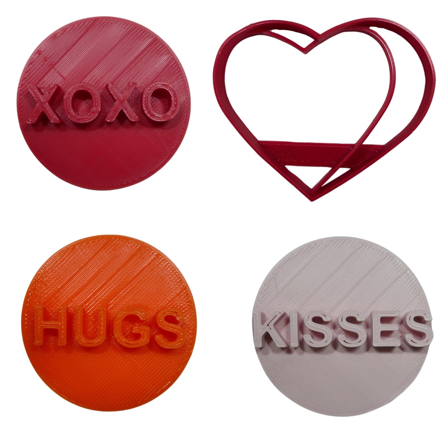 Hugs And Kisses Candy Hearts Set Of 4 Cookie Cutters Made In USA PR9015