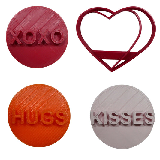 Hugs And Kisses Candy Hearts Set Of 4 Cookie Cutters Made In USA PR9015
