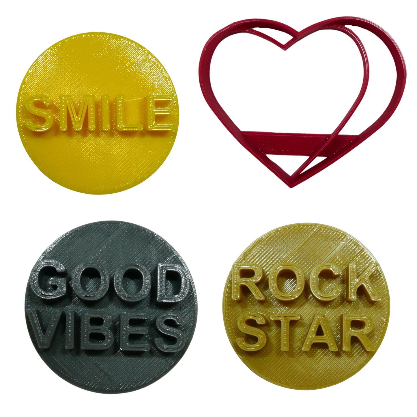 Friends Smile Good Vibes Candy Hearts Set Of 4 Cookie Cutters Made In USA PR9016