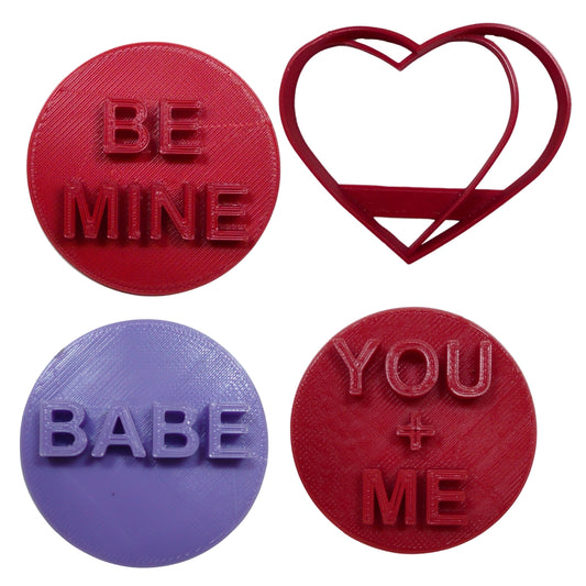 Be Mine You And Me Candy Hearts Set Of 4 Cookie Cutters Made In USA PR9017