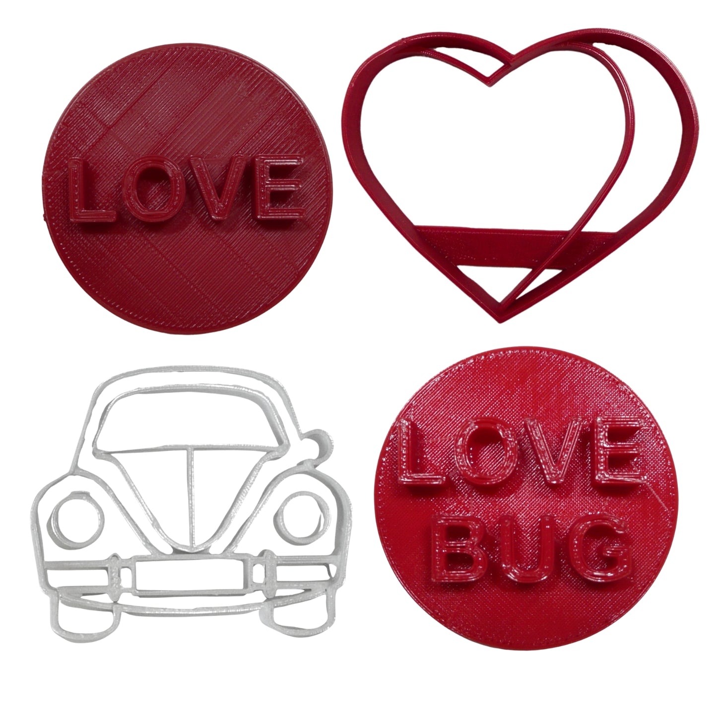 Love Bug Candy Hearts Set Of 4 Cookie Cutters Made In USA PR9021