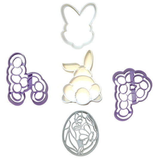 Hop Easter Egg Or Bunny Butt Or Face Set Of 5 Cookie Cutters Made In USA PR9027