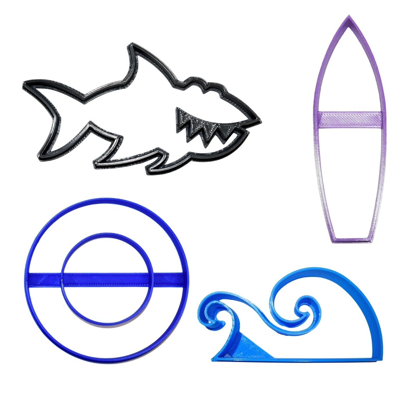 Shark Attack Surfing Theme Set Of 4 Cookie Cutters Made In USA PR9029