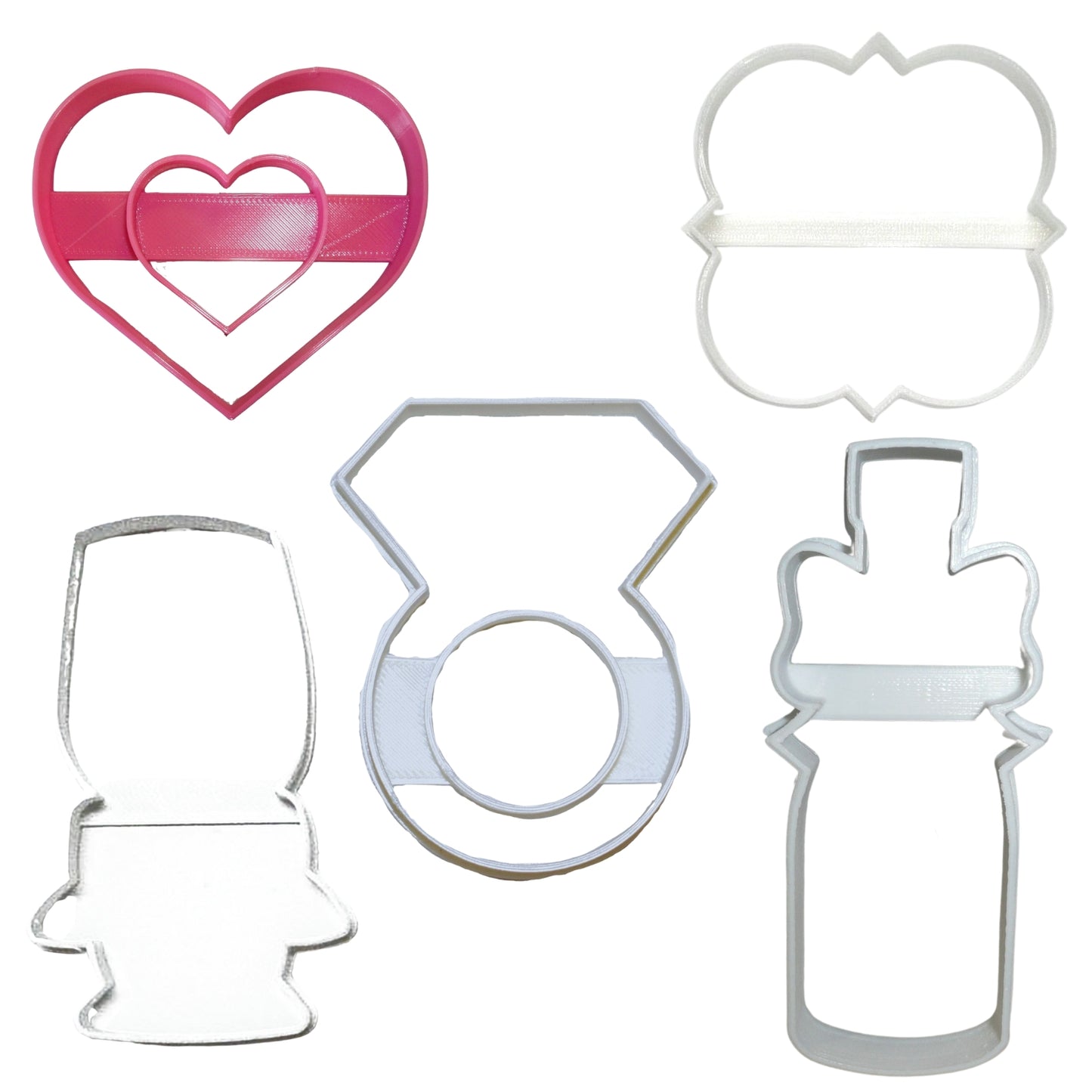 Engagement Celebration Champagne Set Of 5 Cookie Cutters Made In USA PR9033