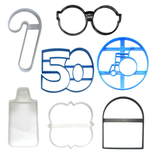 Over The Hill 50th Birthday Set Of 7 Cookie Cutters Made In USA PR9035