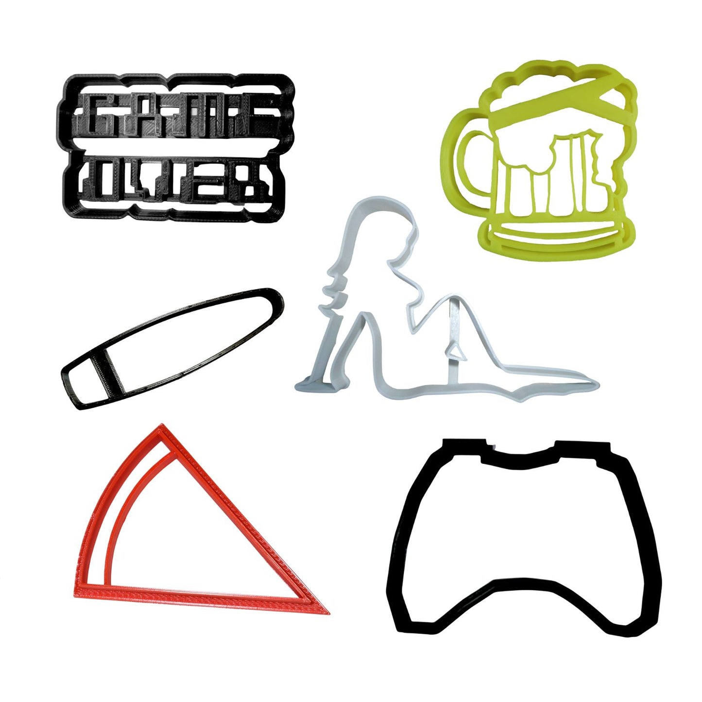 Bachelor Party Pizza And Games Theme Set Of 6 Cookie Cutters Made In USA PR9036