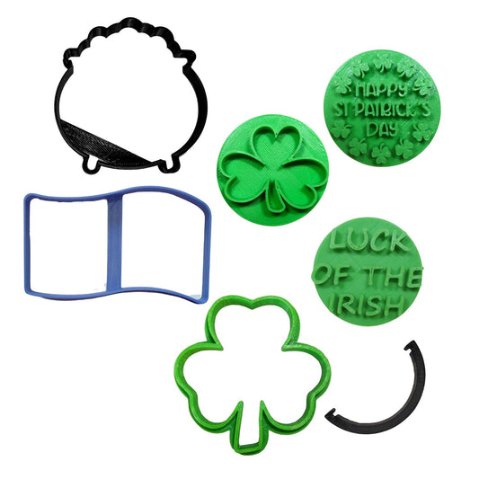 St Patricks Day Set Of 7 Cookie Stamps And Cookie Cutters Made In USA PR9062
