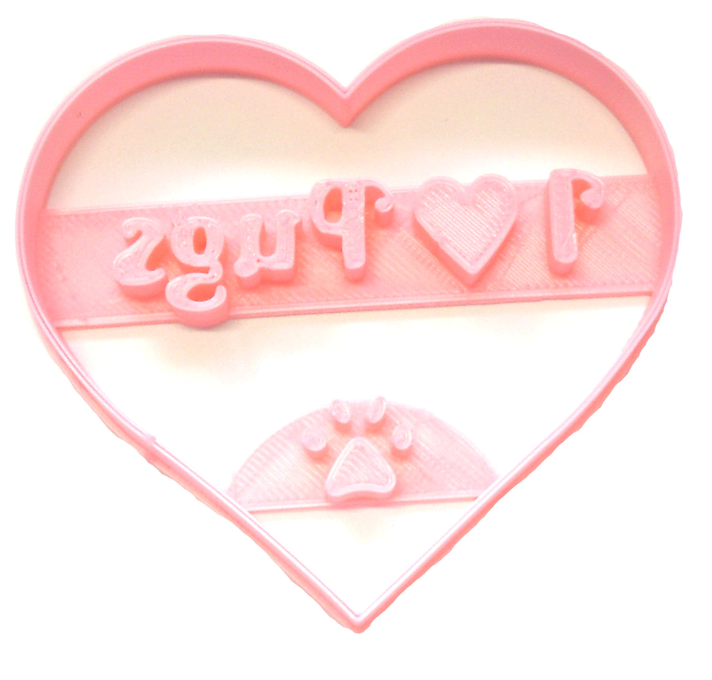 I Love Pugs Heart Pug Dog Breed Animal Pet Puppy Cookie Cutter USA PR2370